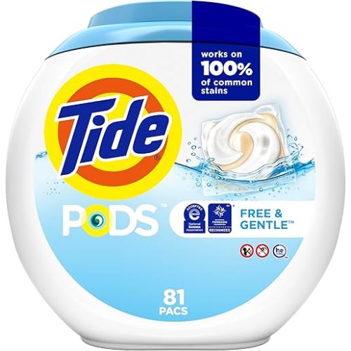 Tide PODS Free & Gentle Laundry Detergent Soap Pods, 81 count