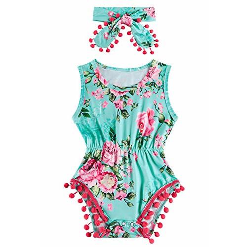 BFUSTYLE Baby Girl Clothes 0-24 Months Outfit Sleeveless Infant Romper Bodysuit with Headband