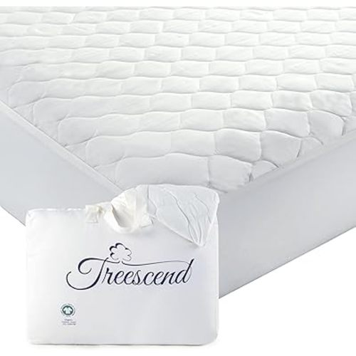 100% Cotton Organic Mattress Protector | Breathable & Noiseless Quilted GOTS Organic Mattress Pad with Premium 300GSM Durability | Machine Washable Bed Protector with Deep Pocket (White, King)