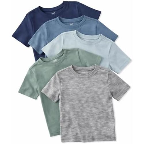 Taylor 5-Pack Toddler Short Sleeve T-Shirts 100% Organic Cotton for Toddler Boys and Girls​