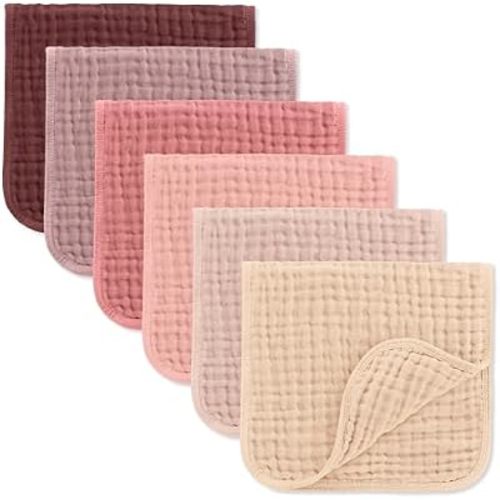 Comfy Cubs Muslin Burp Cloths 20x10" 6 Pack, Baby Burp Cloths - Multi Girl