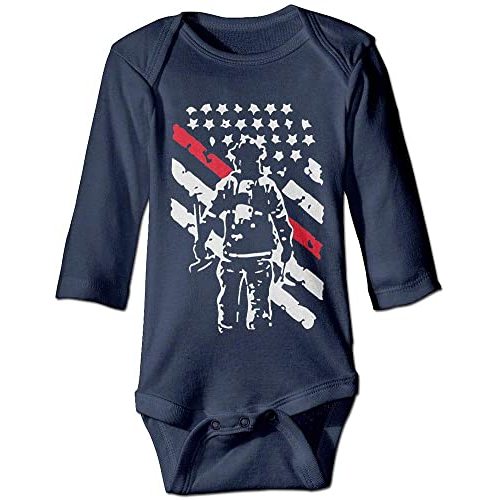 Poemsimai Firefighter Thin Red Line Baby Girls Boys Short/Long Sleeve Bodysuit Jumpsuit Outfits