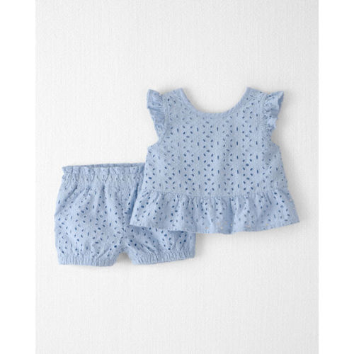 Baby Girl 2-Piece Organic Cotton Eyelet Top & Short Set - Little Planet | Carter's