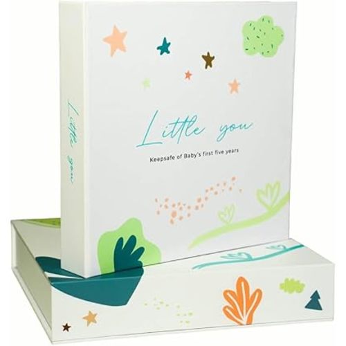 Little You – Baby Memory Book & Pregnancy Journal (120 Pages) – Newborn to 5 Years – Magnetic Gift Box + Photo Pockets + Letter to Open at 21 – Keepsake Album for Boys or Girls