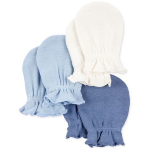 Baby Boy or Baby Girls Cotton Mittens, 3 Pack
