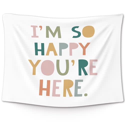 XLDLIOO Boho Classroom Tapestry, Boho Classroom Decor, Inspirational Wall Tapestry Hanging for Bedroom, I'm So Happy You're Here, Educational Tapestries Wall Decor Art for Kids Party, 40x30in