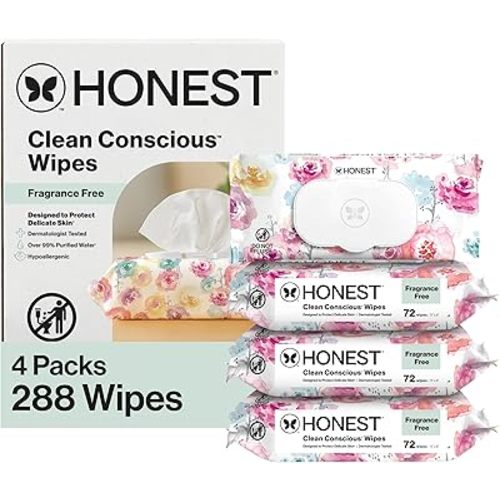 The Honest Company Hypoallergenic Multi-Use Baby Wipes for Sensitive Skin, Rose Blossom, 288 Count