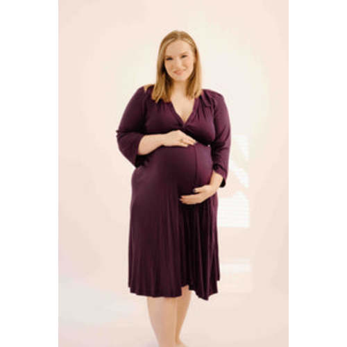 Lila Labor & Postpartum Gown in Plum