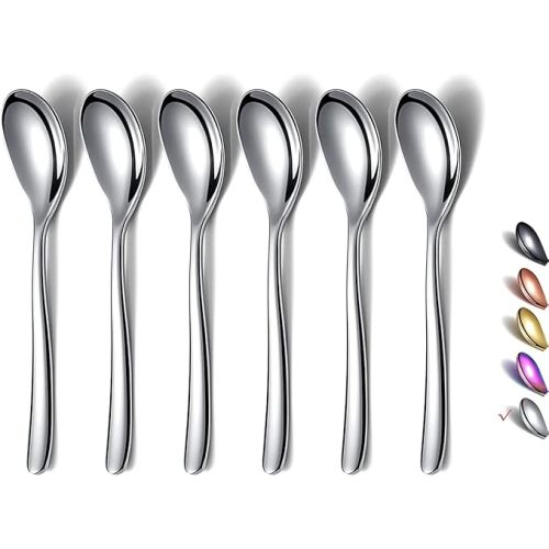 Demitasse Espresso Mini Spoons, 5.5'' Stainless Steel, Set of 6, Dishwasher Safe (Silver)