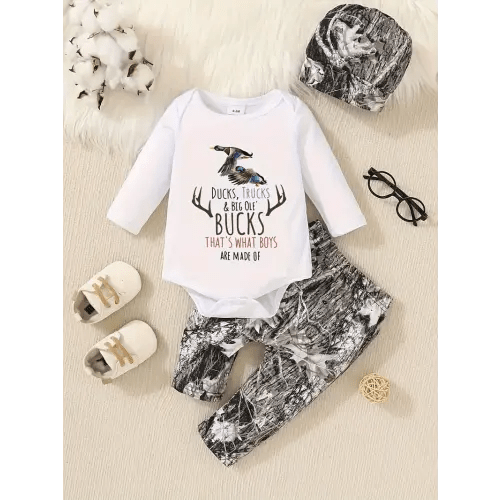 2pcs babys cartoon print long sleeve bodysuit hat - Temu