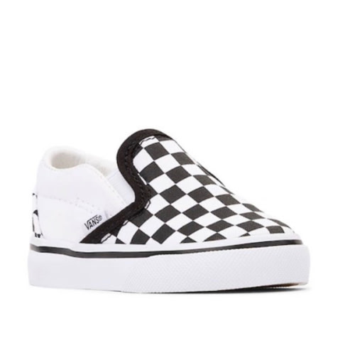 Vans Slip-On Checkerboard Skate Shoe - Baby / Toddler - Black / White | Journeys