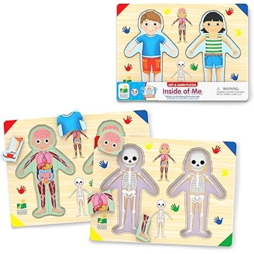 The Learning Journey: Lift & Learn Inside of Me – Human Body Layered 28 Piece Jigsaw Puzzles- Montessori School - Learning Educational Toy for Baby - Kids Ages 3 and Up Non-Toxic & BPA Free