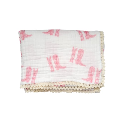 Gauze Lace Blanket | Pink Cowgirl Boots – Little and Fern