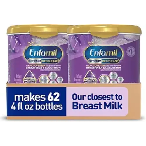 Enfamil Optimum Gentlease Baby Formula, Our Closest Formula to Breast Milk For Fussiness, Crying, Gas & Spit-up, Immune-Supporting Lactoferrin also found in Breast Milk, 19.5 Oz (Pack of 2)