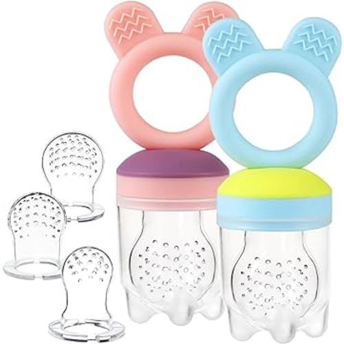 Bumblebee Silicone Fresh Food Feeder Set | Milk Frozen Set | Silicone Feeder and Teether for Infant Safely Self Feeding, BPA Free, Set of 2 (Includes 3 Extra Food Pouches)
