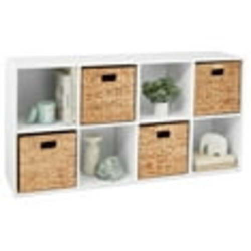 8-Cube Storage Organizer, 11in Shelf Opening, Bookcase, Display Shelf, Customizable w/ 3 Removable Back Panels – White