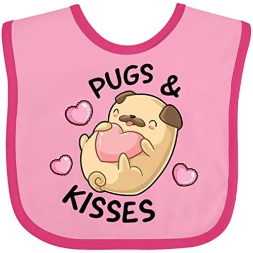 inktastic Valentines Day Pugs & Kisses with Hearts Baby Bib
