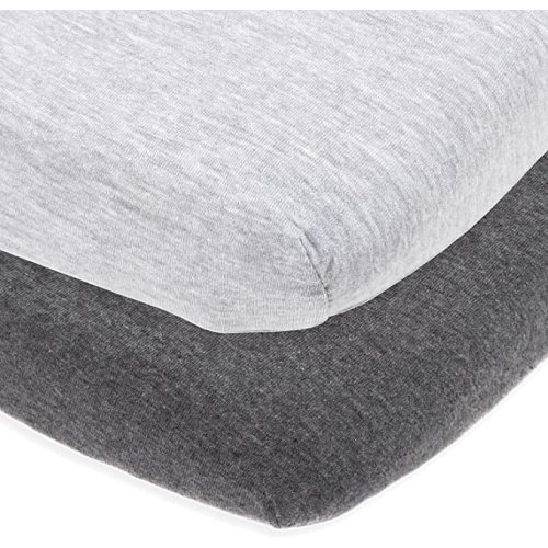 Fitted Pack and Play Sheets Compatible ith Graco Pack n Play and Other 27 x 39 Inch Playard Mattress Pad – Heather Grey – 2 Pack