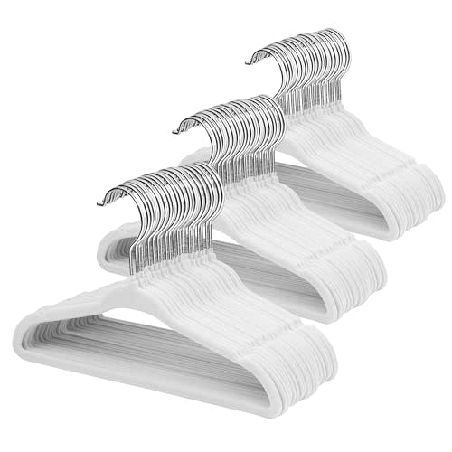 ManGotree 11" Baby Velvet Hangers Non-Slip Kids Hangers 66 Pack White | Ultra-Thin Infant Coat Hangers for Nursery Space Saving Felt Toddler Hangers with 360° Swivel Hook for Children's Clothes