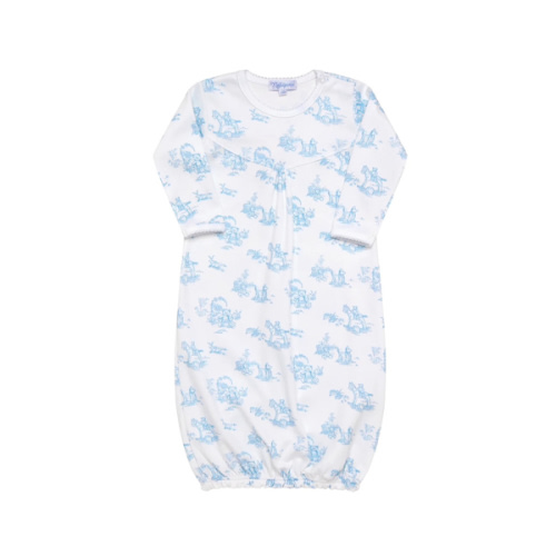 Blue Toile Baby Gown