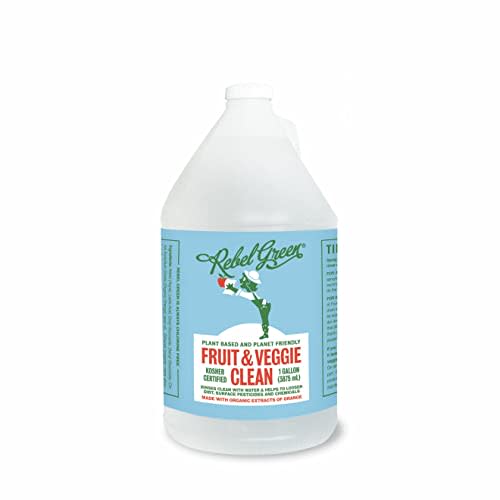 Rebel Green Fruit & Veggie Wash - Natural Produce Wash - Plant-Based Fruit & Vegetable Wash with No Aftertaste - Sustainable Food Wash - (1 Gallon Refill Bottle)