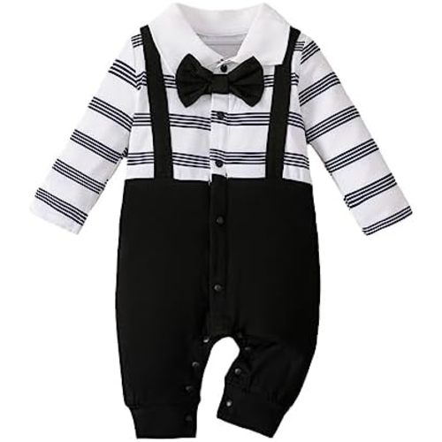 Infant Boys Clothes Newborn Baby Girl Romper Long Sleeved Striped Bow Harness Outside Long Sleeve Big Girls Shirts
