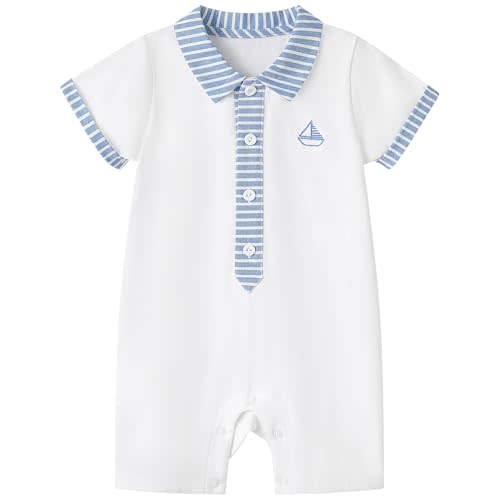 pureborn Baby Boys Girls Nautical Romper One-Piece Beach Outfit Summer Clothes 0-24 Months