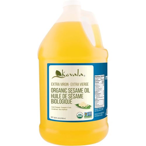 Kevala Sesame Oil, Organic – Bio Oil – Massage Oil - Sesame Seed Oil – Cooking Oil – 128 fl oz - 1 Gallon - 3,785ml