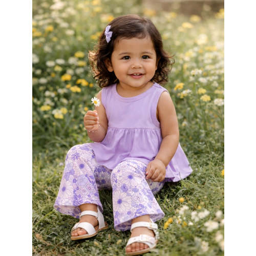 Peplum Tank & Baby Bells, Lacy Lavender Floral