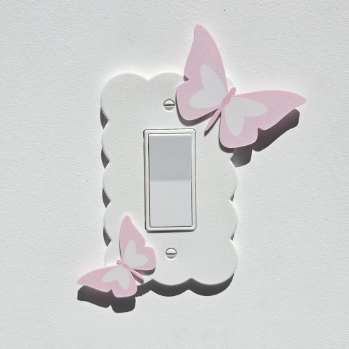 White Cloud Light Switch Cover Pastel Pink Butterfly Single Rocker Custom Design Replacement Switch Cover Plate Baby Shower Gift