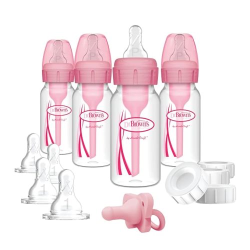 Dr. Brown's Narrow Breast to Bottle Pump & Store Feeding Set, Pink, 0m+