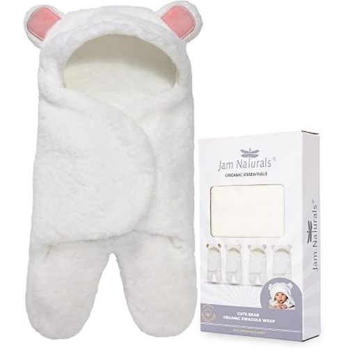 Cute Bear Newborn Swaddle, Organic Cotton Lining, Pink, 0-3M