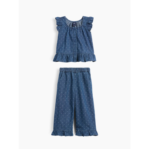 Baby & Toddler Denim Dot Ruffle Outfit Set