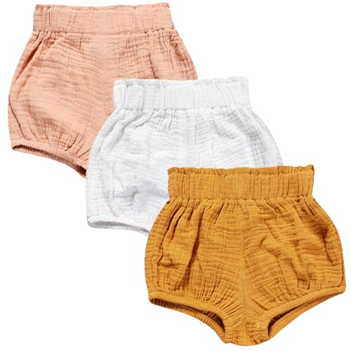 3PC Shorts Set Newborn Baby Girls Boys Pants Cotton Linen Blend Cute Floral Bloomers Triangle Shorts