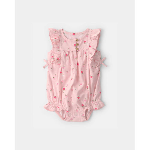 Baby Girl Strawberry Sleeveless Bubble Romper - Pink | Carter's