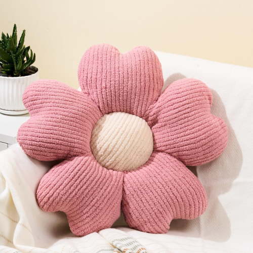 COOKCOK Flower Pillow, 19.7" Flower Shaped Throw Pillow, Daisy Plush Floor Pillow Seat Cushion Cute Aesthetic Decorative Throw Pillows for Bed Home Sofa Chair Couch Decor, Pink