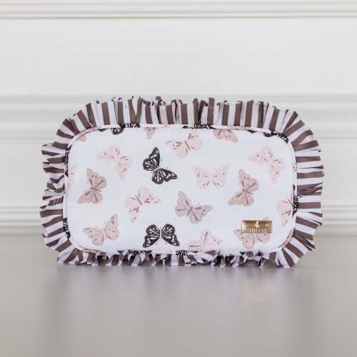 Butterfly Season Ruffled Nylon Medium Pouch