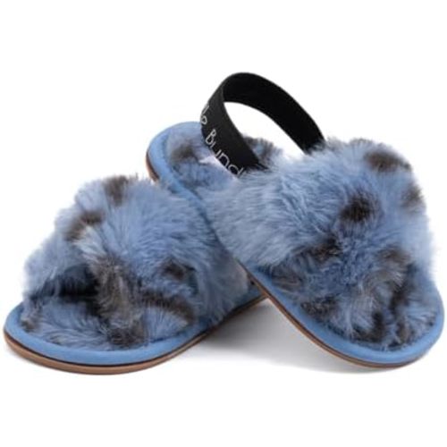 Macouba Little Bundles Baby Slippers 0-6, 6-12, 12-18 Months | Leopard print slippers - Fuzzy slippers for baby booties | Cozy, House Slippers for baby