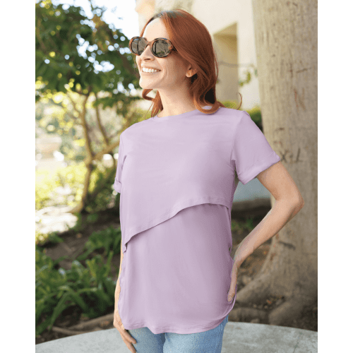 Everyday Asymmetrical Nursing T-shirt | Lavender Mist – Milk & Baby