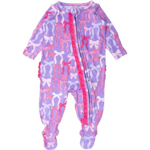 SoftSnooze Baby Girls Ruffle One Piece Footie Pajamas, 0-3M