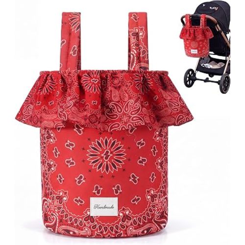 Ruffle Stroller Bag with Handles, Vintage Red