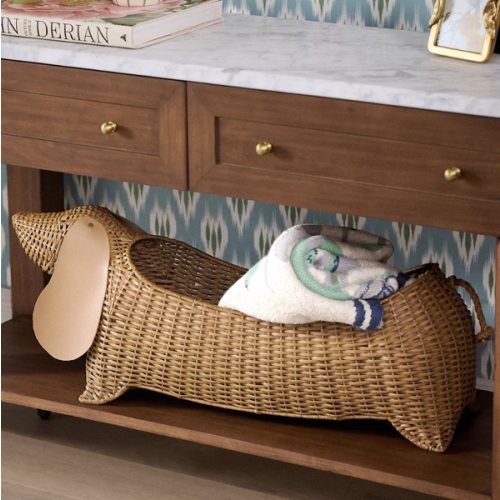 Dachshund Dog Woven Wicker Basket | Anthropologie