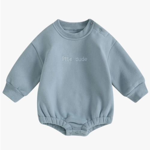 VISGOGO Newborn Infant Baby Boy Girls Oversized Romper Little Dude Sweater Onesie Coming Home Outfit Neutral Clothes