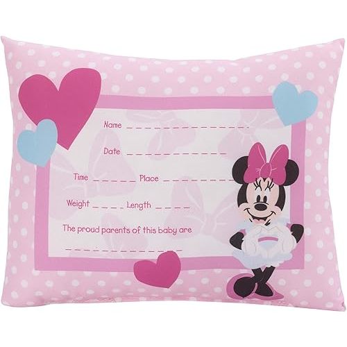 Disney Minnie Mouse Decorative Keepsake Pillow – Personalized Birth Pillow, Pink, 1 Count (Pack of 1) (6402709P)