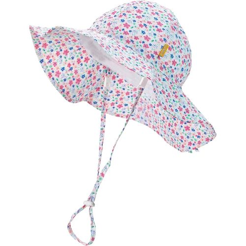 Baby Girls Sun Hat Cute Flower Toddler Summer Outdoor Infant Beach Wide Brim Flowers and tie dye