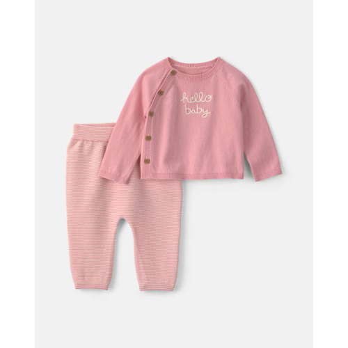 Baby Girl 2-Piece 'Hello Baby' Long-Sleeve Top & Pant Set - Pink | Carter's