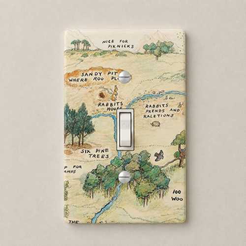 Pooh 100 Acre Map Light Switch Nursery Room Plate