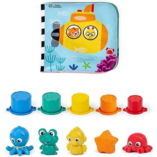 Baby Einstein Ocean Explorers Opus Bath Pals 11-Piece Gift Set, Waterproof Bath Book, Bath Cups, Animal Shape Bath Toys for Baby and Toddler, Ages 3 Months and Up