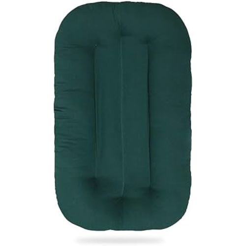 Multifunctional Newborn Baby Lounger, Organic Cotton Infant Nest 0–18M – Portable Breathable 3D Fiber Filling, Machine-Washable (Green)