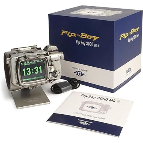 Fallout from The Wand Company: Pip-Boy Life Size Wearable Cosplay die-cast Replica. Memory Foam Cuff, LCD Screen, FM Radio, Alarm Clock and Stand. Officially Licensed Collectible by Amazon Studios.